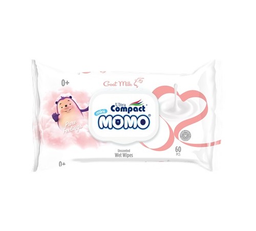 Влажные салфетки для новорожденных Ultra Compact mini Momo №60